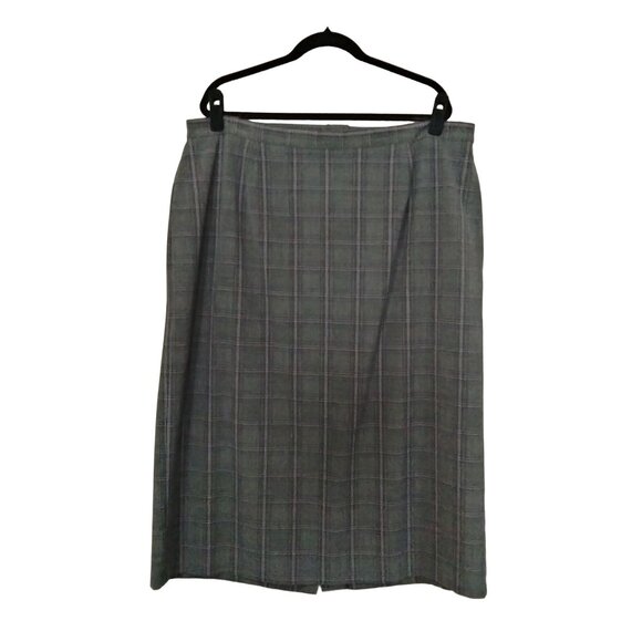 Sag Harbor Plus Size 22W Plaid Skirt Elastic Sides Back Button & Zip Closure - Picture 2 of 8